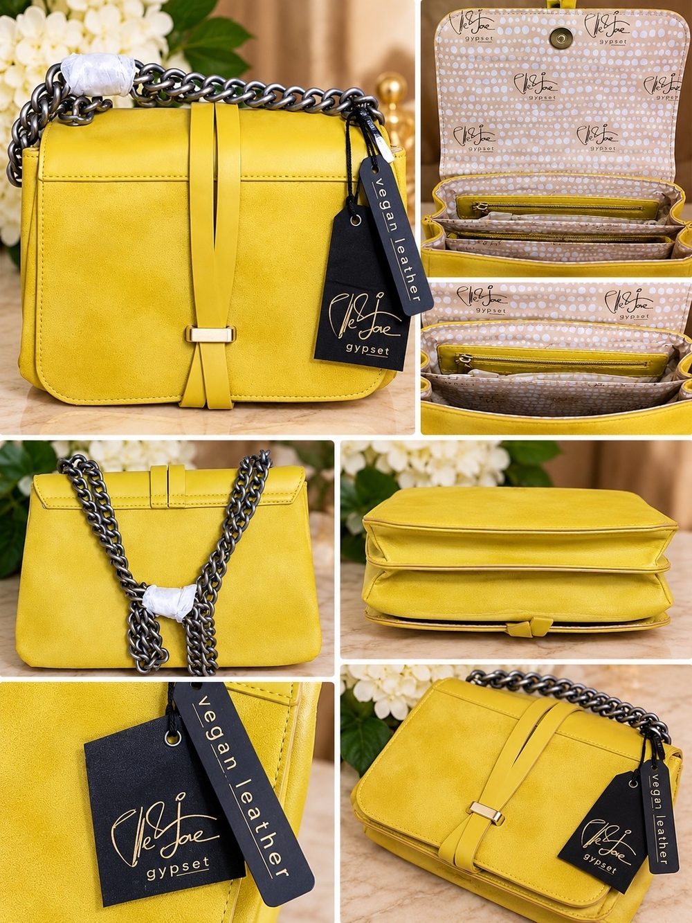 Elle Jae Gypset Yellow Vegan Leather Crossbody Bag NWT
